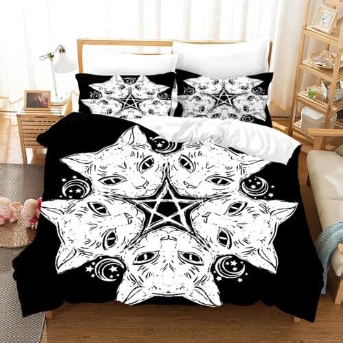 Animal White Cat Bedding Set Fashion Modern 3D Print Comforter Luxury Queen King Single Size Duvet Cover Set Home Textile Decor