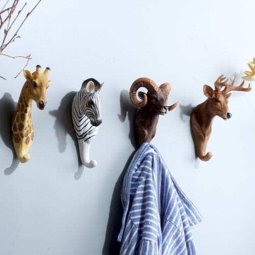 Creative Animal Hook Coat Hangers Towel Clothes Key Bag Hat Holder Wall Hanging Resin Vintage Retro Deer Elephant Decoration