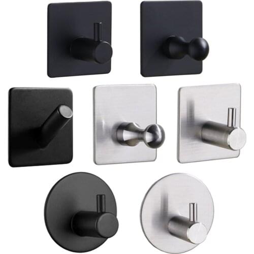 304 Black Robe Hook Wall Hook Towel Hook for Bathroom Stainless Steel Coat Hook Rustproof Hook Hanger for Kitchen Hardware