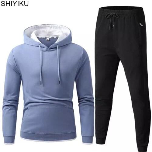 Men Set Casual Hooded Jackets Fashion Male Set Warm Tracksuit Sportswear Hoodies+Pants Sets Male Coat Jacket Men Long Sweatshirt