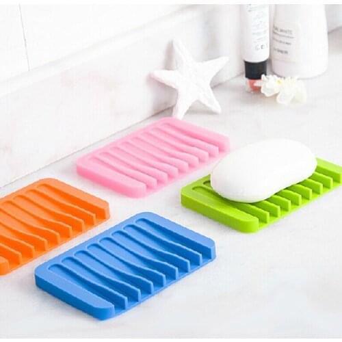 Reusable Eco-friendly Silicone Bathroom Soap Dish Plate Holder Tray Storage Case Hot Portable Soap Dishes Bathroom Products