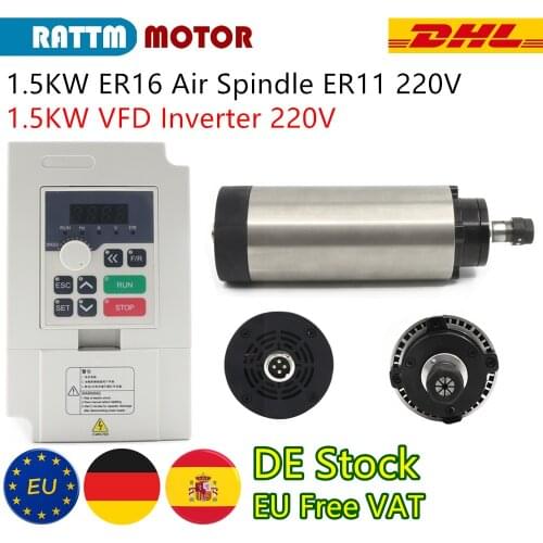 『EU Free VAT』1.5KW ER11 220V Air Cooling Spindle Motor 400Hz 6A & 1.5KW Inverter Converter 220V for CNC Machine Engraving Router