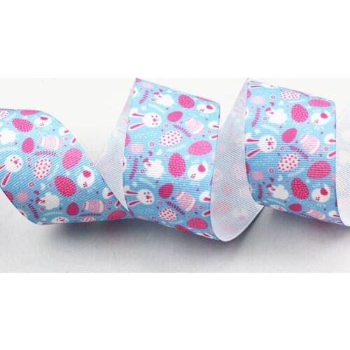 Cartoon Easter bunny printed grosgrain ribbon 9-75mm DIY handmade materials christmas wedding gift wrap tape ribbons