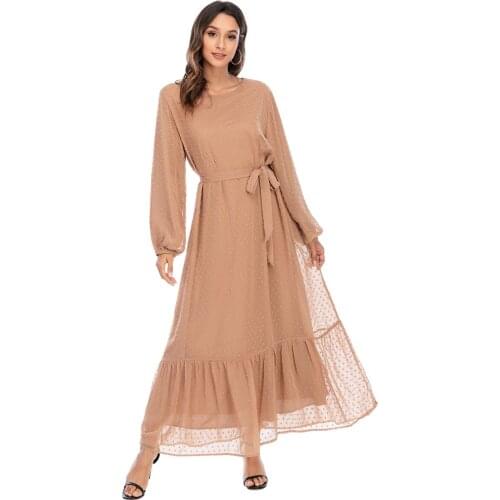 Donsignet Muslim Dress Women Stitching Long Sleeve Middle East Muslim Fashion Long Dress Saudi Arabia Abaya Dubai Abaya Turkey