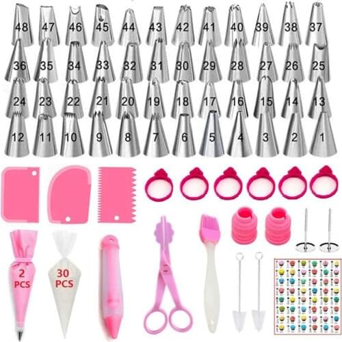 100 PCs Set Decorating Nozzle Cake Decorating Tools Pouch Silicone Pen Pastry Bags Ties