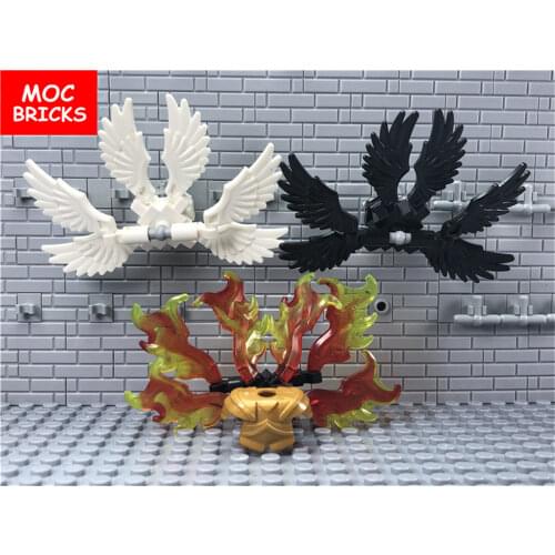 4sets/lot MOC Bricks Flame wings set Spread wings set Armor weapon dolls Building Blocks Figure DIY Toys for kids Xmas gifts