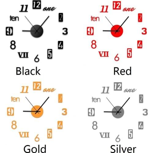 DIY Wall Clock Modern Design Sticker Wall Clocks Home Decor Hanging Silent Acrylic Large Decorative Living Room Kitchen Decor