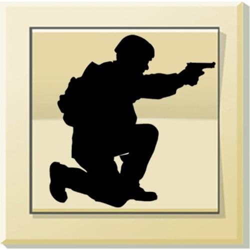 Soldiers Shooting Gun Vinyl Wall Stickers Home Light Switch Sticker 5WS0245