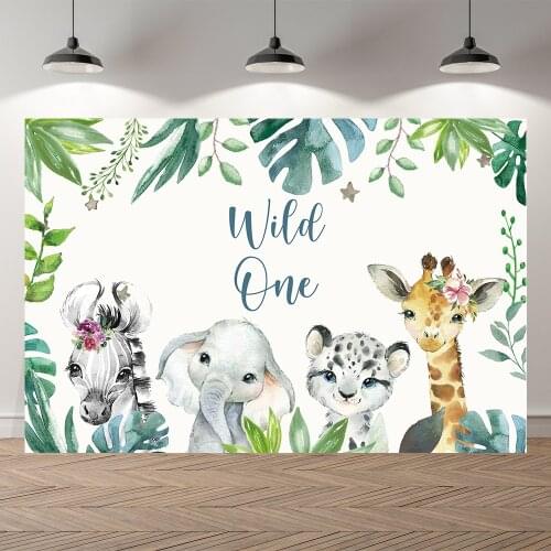 SeekPro Photo Backdrops Safari Animals New Born Baby One Year Party Poster Baby Birthday Photographic Backgrounds Photocall