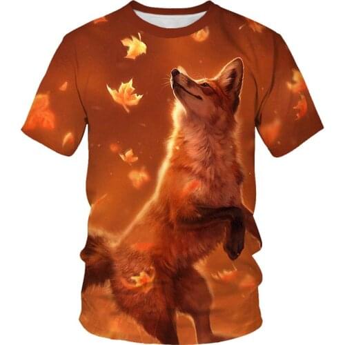 2021 new Men Fox Printed 3D Tee Shirts Male Summer Harajuku T-Shirt Oversize Plus Size Men T-shirt Summer Vintage Aesthetic Tops