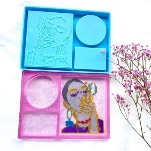 2021 New Smoking Woman Cosmetic Box Tray Resin Mold for DIY Craft Jewelry Tool for Women