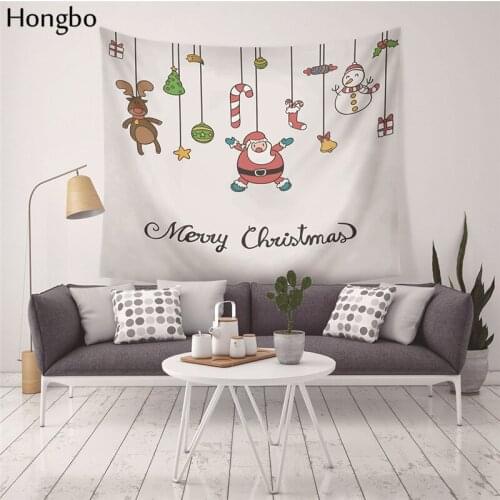 Hongbo Greeting New Year Santa Claus Wall Hanging Tapestry Elk Christmas Tree Yoga Mat Family Living Room Decor Blanket