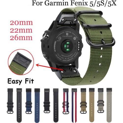 20/22/26mm Nylon Strap Quick Easy Fit Watchband for Garmin Fenix 5 5X 5S Plus/Fenix 6 6S 6X /3 HR/Forerunner 935 wristband