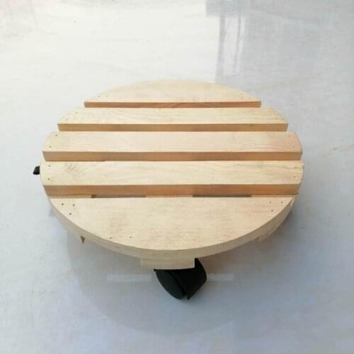 Removable Flower Pot Tray With Roller Universal Wheels Round Wood Heavy Duty Rack Rolling Potted Plant Stand
