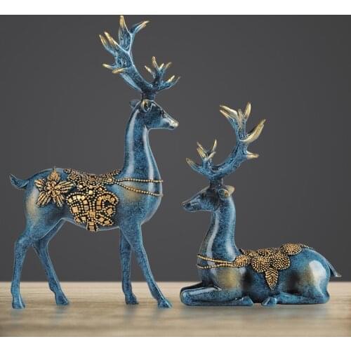 Nordic Lucky Deer Figurine lovely deer Home Furnishing Decoration Crafts Modern Desktop Creative Resin Ornament wedding Decor
