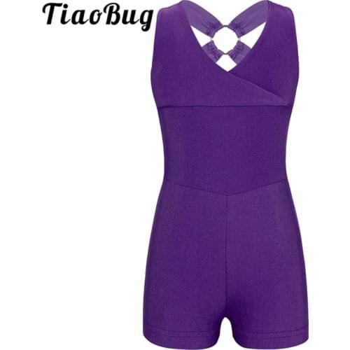 TiaoBug Kid Teens Sleeveless Cutout Ballet Leotard Girls Gymnastics Leotard Professional Ballerina Sports Jumpsuit Dance Costume