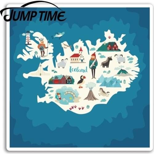 Jump Time Iceland Icelandic Map Vinyl Stickers Sticker Luggage Travel Waterproof Car Decal Window Bumper Auto Accessories