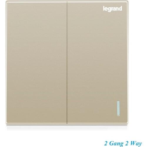 High Quality Elegant Milan Gold Simple Stylish Large Panel Wall Switch With Fluorescence 2 Gang Double Control Lighting Switch