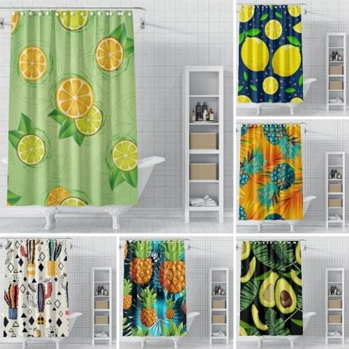 Pineapple Cactus Shower Curtain Colorful Moistureproof Polyester Bath Decor Curtain For Bathroom Decoration