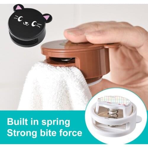 Bathroom No Punch Cartoon Frog Bear Towel Clip Viscose Towel Storage Clip Kitchen Wall Mounted Mug Rack Toilet Rack Kitchen Tool
