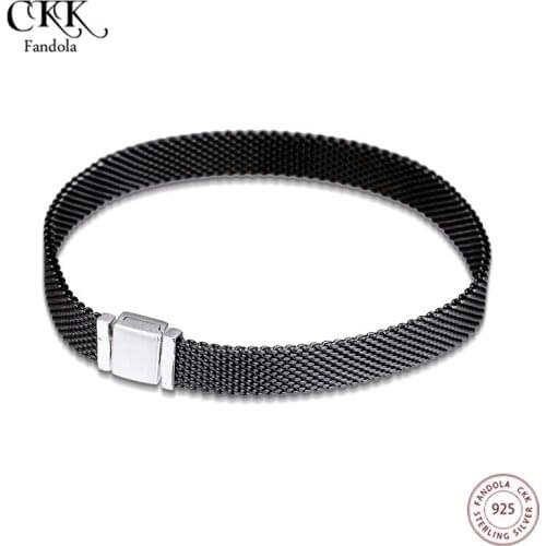 Fandola 925 Sterling Silver Bracelets for Women Reflexions Oxidised Mesh Bracelet Argent 925 pulseras mujer