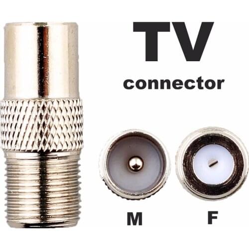 10 PCS Plated F Female to TV PAL Male Plug RF Coaxial Adapter Silver Tone