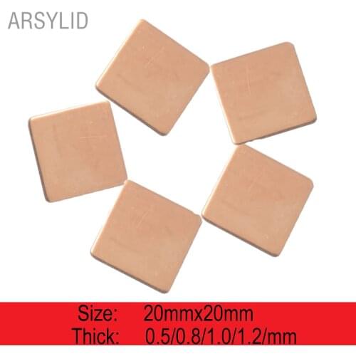 10 pcs 20mmx20mmx0.5mm1.0mm Copper Shim Heatsink thermal Pad Laptop GPU CPU VGA North South Bridges Chip RAM Copper Heat sink