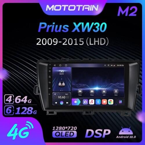 1280*720 Android 10.0 Mototain Car Multimedia Auto Radio for Toyota Prius XW30 2009 - 2015 4G LTE Audio GPS Player 8 Core