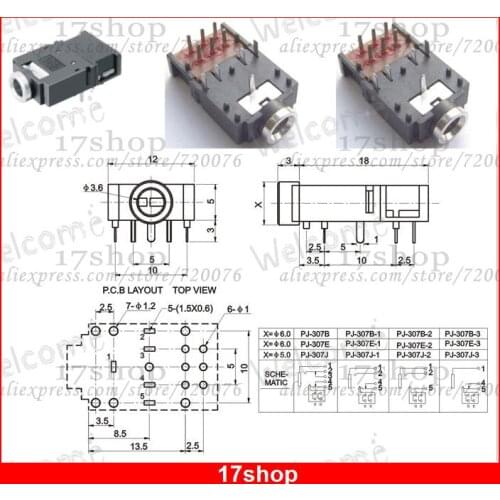 200PCS x 11 PIN 1/8" 3.5mm Stereo Socket With switch PCB Panel Mount FOR Headphones