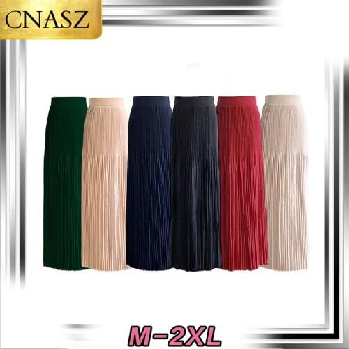 2019 Muslim Fashion Large Size Skirt Solid Color High Waist Muslim Pleated Skirt Turkish Dubai Islamic Clothing