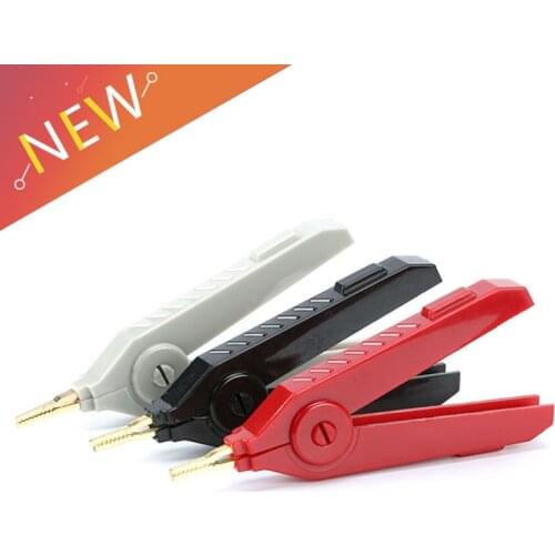 3PCS/sets Alligator Clip 90mm Kelvin Copper Gold Plate Clip Grey+Black+Red