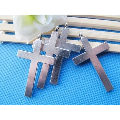 3pcs Heavy Good Quality Silver Tone Straight Blank Thick Cross Pendant Charm/Finding,DIY Jewelry Making Accessory CR0006