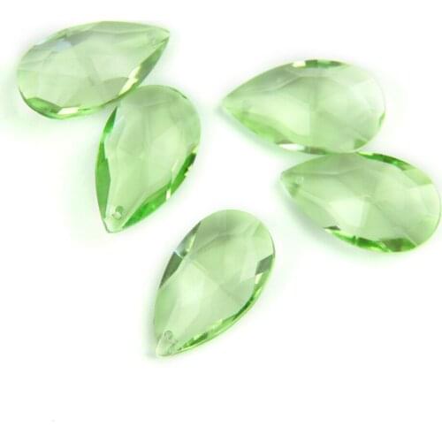 38mm/50mm/63mm/76mm/89mm Lt.Green Tear Drop Glass Crystal Prism DIY Pendant Chandelier Jewelry Suncatcher Spacer Faceted