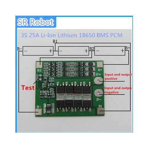 3S 25A Li-ion Lithium 18650 BMS PCM Battery Protection Board with Balance for li-ion Battery Overcurrent Overcharge Protect