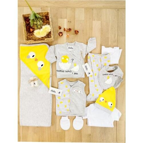 Authentic Unisex Baby Chick 10 Piece Hospital Output Newborn The Zibin Set luxury 100 Cotton High quality