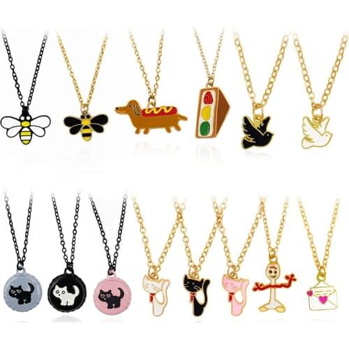 Bottle cap cat Dachshund Bee dove Pendant Necklace Animal insect Fashion Necklace Hot dog sandwich Food Necklace