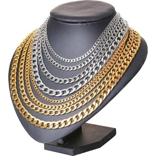 Stainless Steel Curb Link Chain Necklaces for Men Male Colar Jewelry 20-24 inches