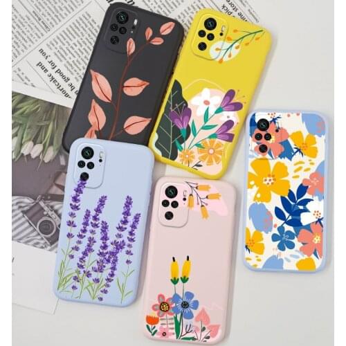 Watercolor Floral Case For Xiaomi Redmi Note 10 9 Pro Max Note 10S 9S 9T 10X Xiomi Redmi 9A 9C 9 Cover Case Silicone TPU Bumper