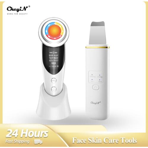 LED Facial Photon Light Therapy EMS Lifting Beacuty Machine Ultrasonic Skin Scrubber Deep Cleaner Blackhead Removal Exfoliate