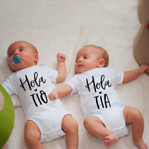 0-24 Mhola Tio Tia Design Twins Newborn Baby Boys Girls Romper Cute Short Sleeve Jumpsuit Infant Clothes Toddler Outfit Dropship
