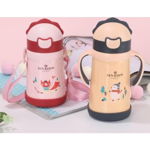 240ml 320ml Stainless Steel Thermos for Children Outdoor with Handle Strap, Portable Water Cup for Storing Hot Water and Milk