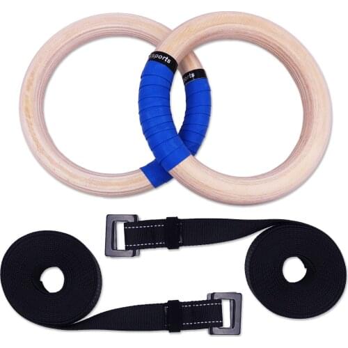 Wooden 28/32 mm Gymnastic Ring with Adjustable Straps Crossfit Home Gym Fitness Pull Ups Strength Training Gymnastics Equipment