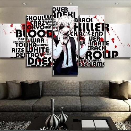 Art Wallpaper Frame Painting 5 Piece Animation Tokyo Ghoul Hd Print Canvas Painting Living Room Modern Decorating