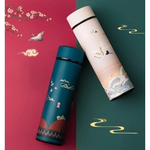 Intelligent Thermos Coffee Bottle Chinese Classical Style LED Touch Display Stainless Steel Thermal Cup Tea Mug Water Bottles