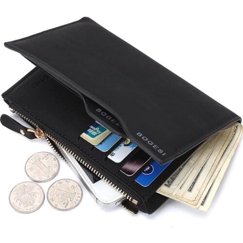 2021 Fashion Purse Wallets for Men with Checkbook Holder Men wallet with Zipper Coin Bag
