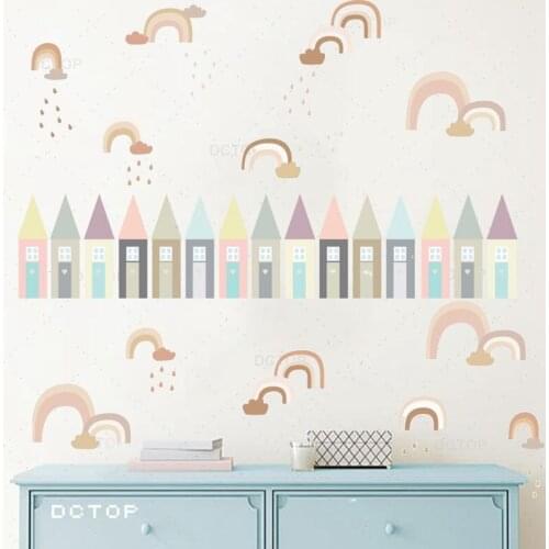 Cartoon House Creative Rainbow Wall Decoration Sticker for Childrens Room Bedroom Wall Decoration Increase The Warmth of Home