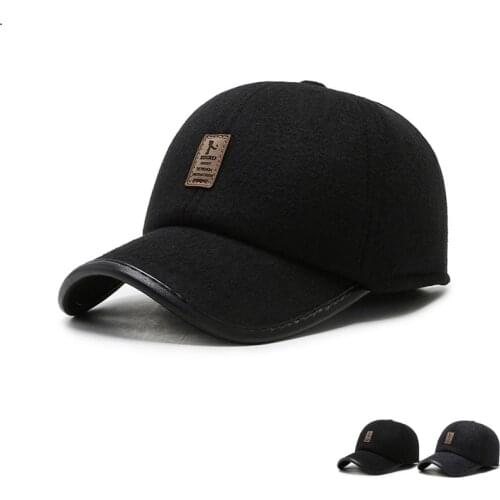Mens Adjustable Baseball Caps Autumn/Winter Felt Thickened Outdoor Hat Ear Protection Keep Warm Cap Casual Wild Sun Hats