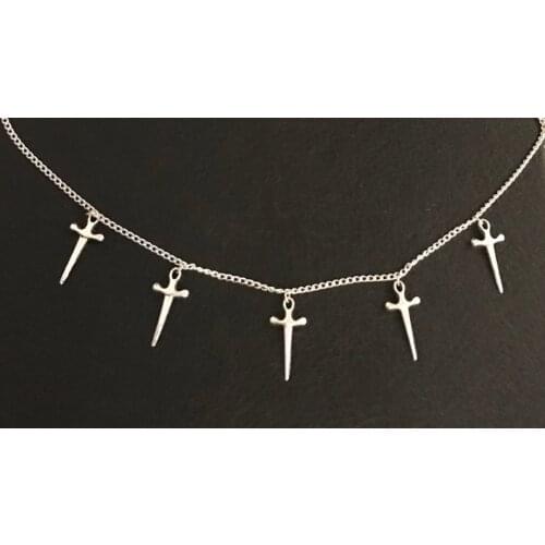 2019 new Dagger Charms Necklace Cool Supernatural Sword Knife Pendan fashion gift punk Jewelry women Ethnic Bohemia star