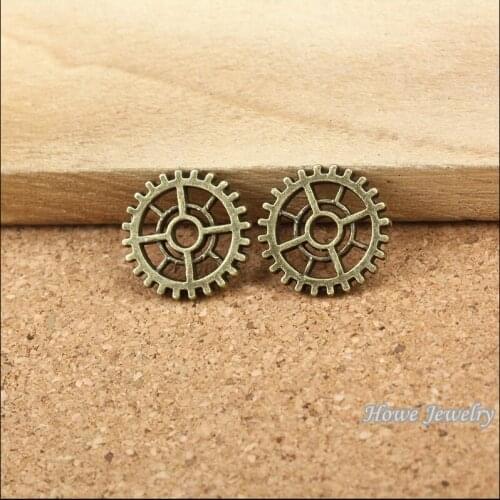 Wholesale 130 pcs Vintage Charms Gear Pendant Antique bronze Fit Bracelets Necklace DIY Metal Jewelry Making