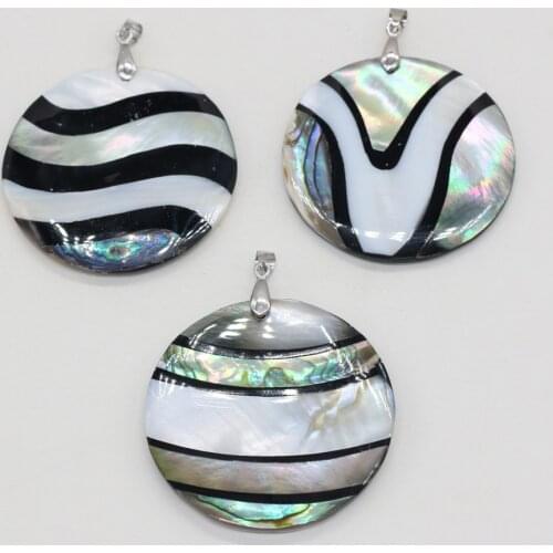Natural Shell Pendants Round shape Mother of Pearl Abalone Shell Exquisite charms For jewelry making DIY Necklace accessories